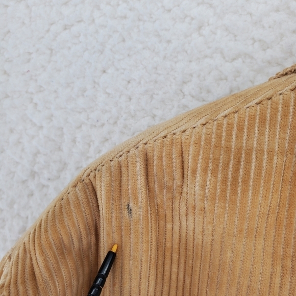 Vtg Jacket Coat Mens 44 Tan Corduroy Faux Fur Lined Zip Up Quilted Sleeves - Picture 8 of 16